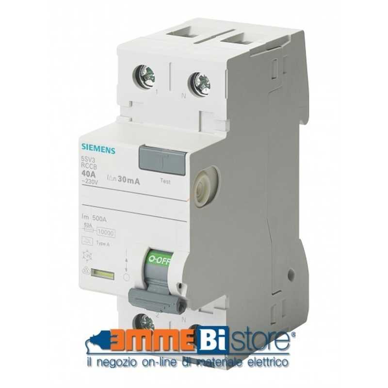 Interruttore Differenziale puro 40A 0,3 Tipo AC Siemens 5SV46140