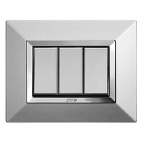 Placca Ave Zama44 Alluminio Naturale 3 posti 44P93ALS