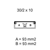 Canalina Bocchiotti  30x10 2scomparti con base forata  stecca 2 metri 00617