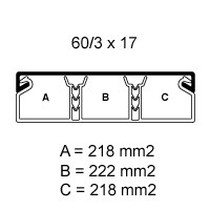 Canalina Bocchiotti  60x17  tre scomparti  stecca 2 metri 00607