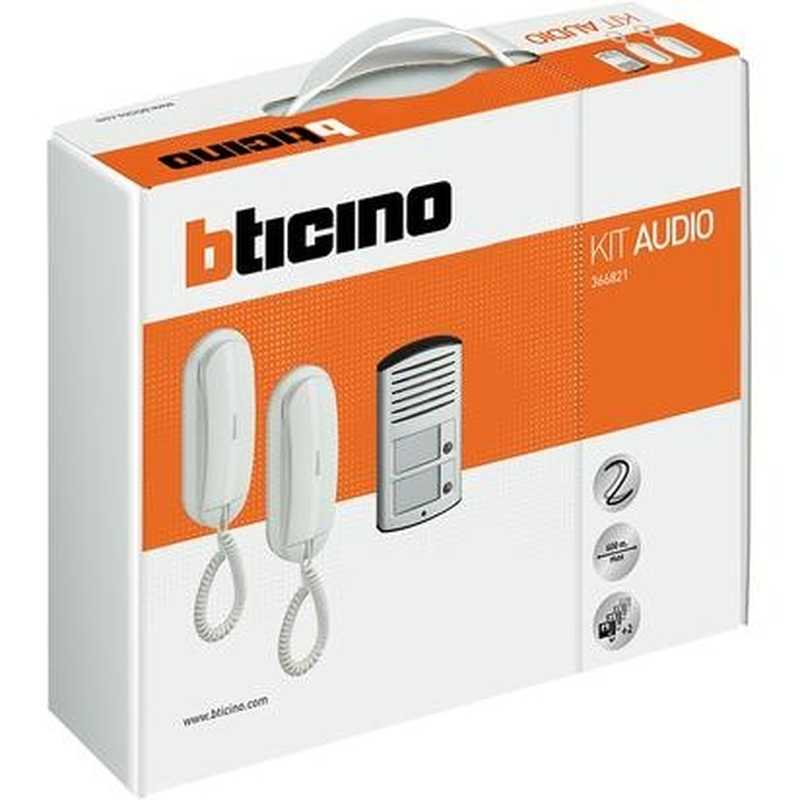 Kit Citofono Bifamiliare 2 fili con pulsantiera Sfera Ticino 366821