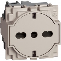 Presa Trivalente Schuko Bipasso Flat 16A colore sabbia Bticino Living Now KM4140A16F