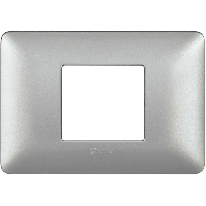 Placca Bticino Matix 2 moduli centrati  silver tecnopolimero AM4819MSL