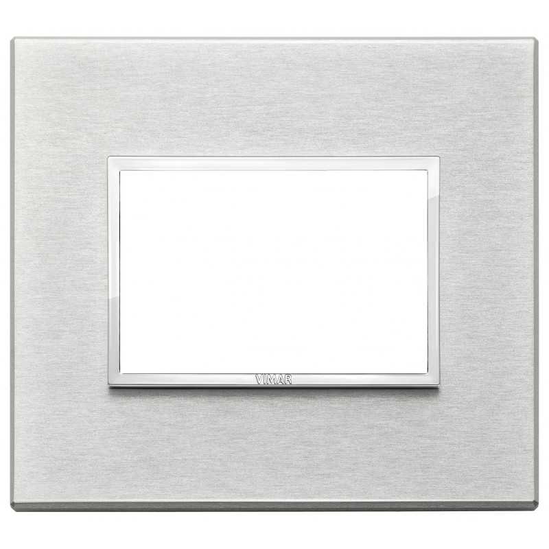 Placca Vimar Eikon Evo Alluminio Grigio Next  3 moduli codice 21653.02