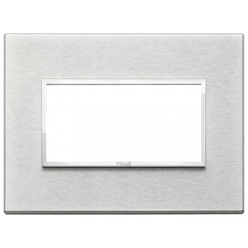 Placca Vimar Eikon Evo Alluminio Grigio Next  4 moduli codice 21654.02
