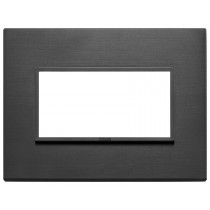 Placca Vimar Eikon Evo Alluminio Nero totale  4 moduli 21654.18