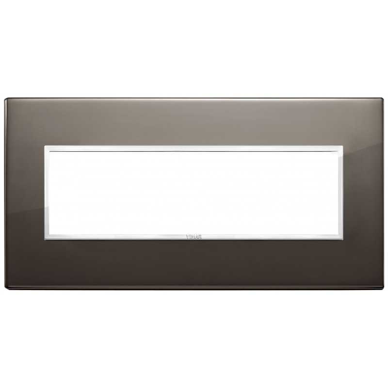 Placca Vimar Eikon Evo Alluminio Nero Zaffiro  7 moduli 21657.06