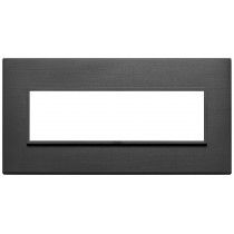Placca Vimar Eikon Evo Alluminio Nero totale  7 moduli codice 21657.18
