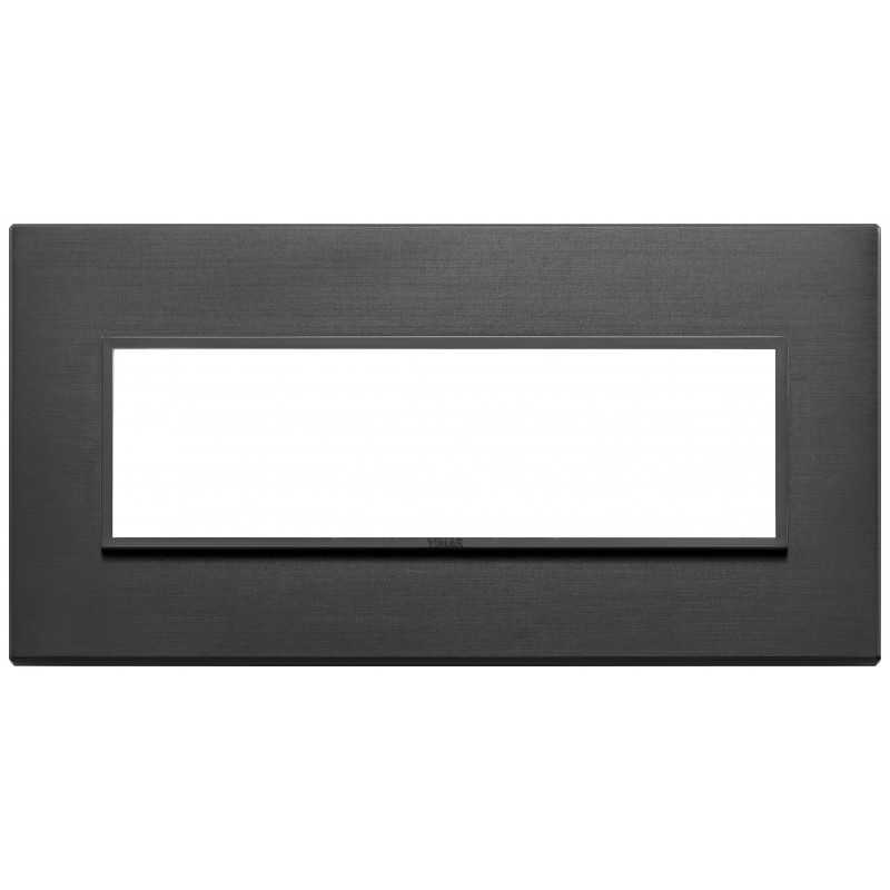 Placca Vimar Eikon Evo Alluminio Nero totale  7 moduli codice 21657.18