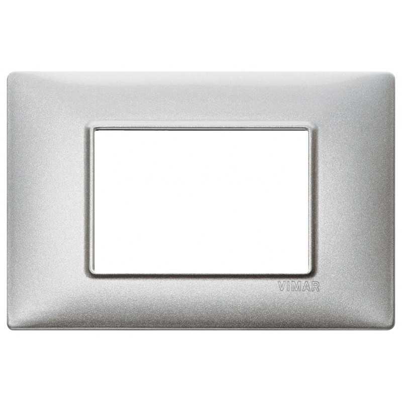Placca Vimar Plana 3 moduli metallo argento metallizzato 14653.71