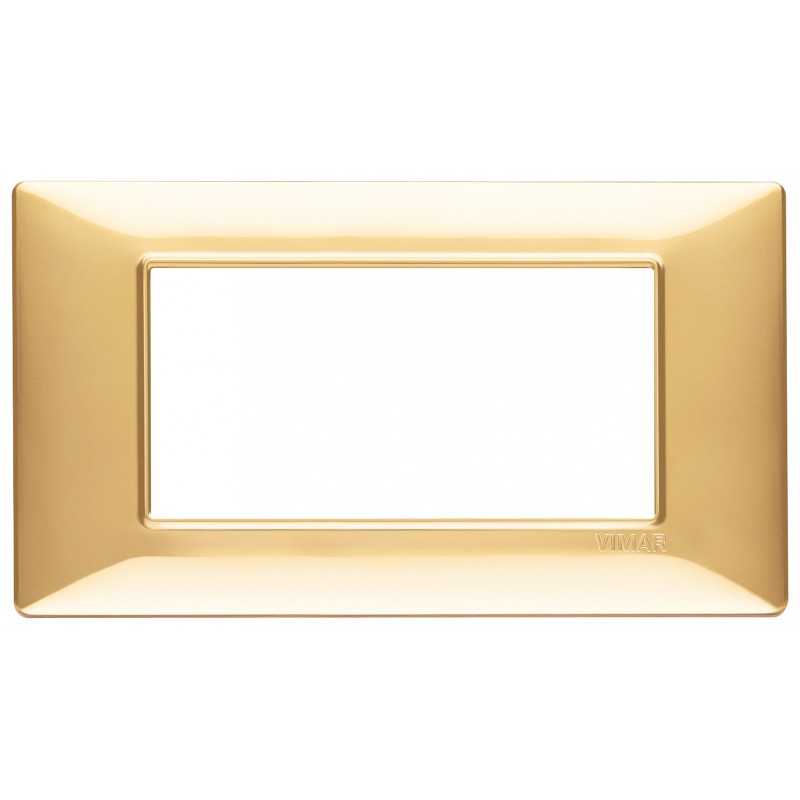 Placca Vimar Plana 4 moduli oro lucido in tecnopolimero 14654.24