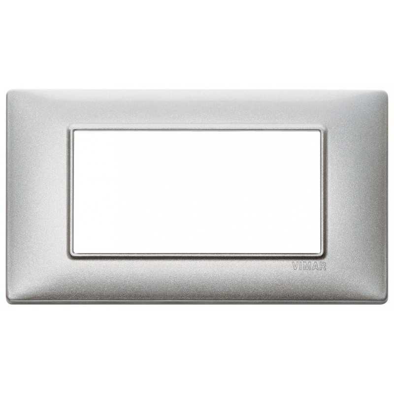 Placca 4 moduli argento metallizzato Vimar Plana 14654.71