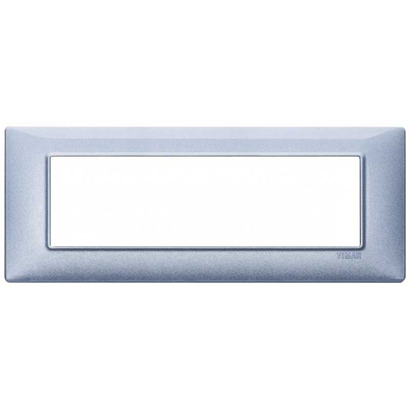 Placca Vimar Plana 7 moduli metallo blu metallizzato 14657.73