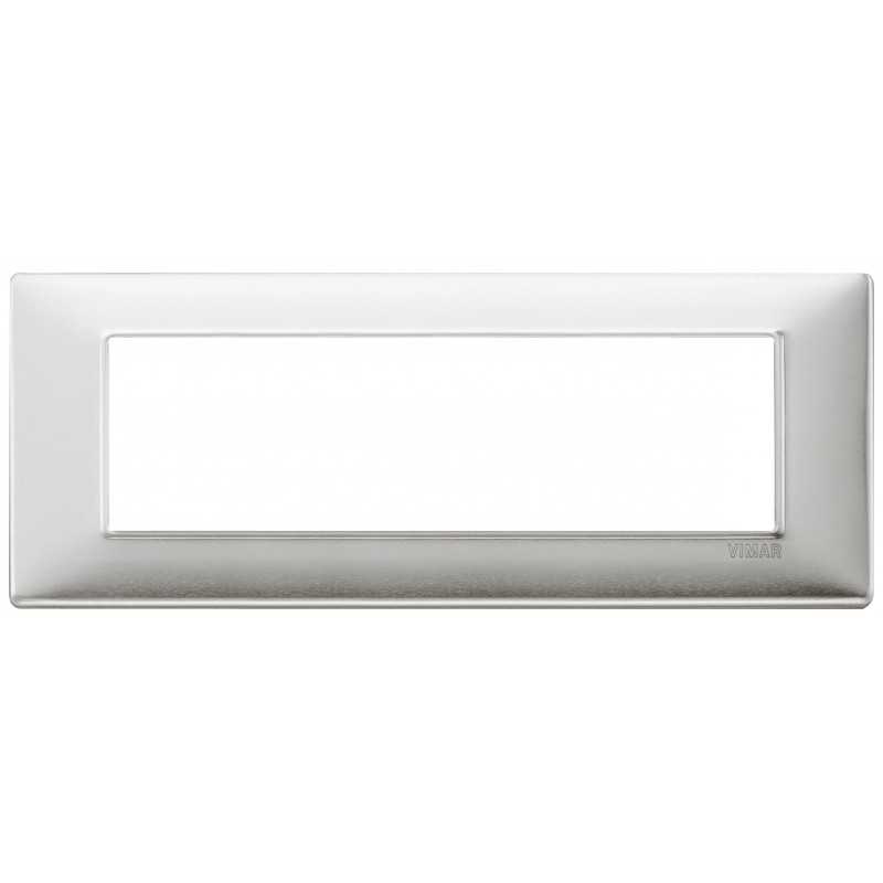 Placca Vimar Plana 7 moduli alluminio spazzolato 14657.81