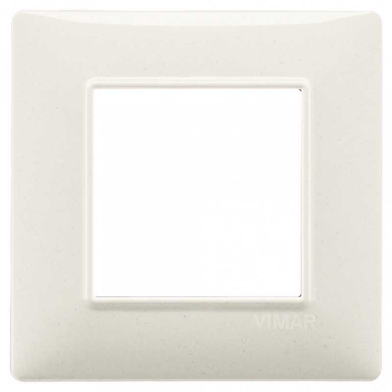 Placca Vimar Plana 2 moduli bianco granito in tecnopolimero 14642.06