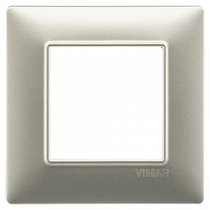 Placca Vimar Plana 2 moduli Nichel Opaco in tecnopolimero 14642.21