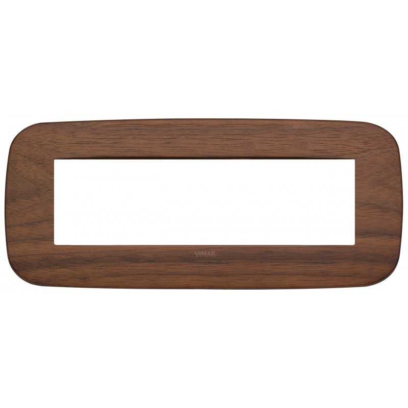 Placca Vimar Arkè Round 7 moduli Legno naturale noce 19687.51