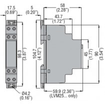 Dimensioni KIT RELE' LIVELLO 1 MODULO+2 SONDE 24/240  LOVATO LVMKIT25