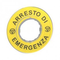 Etichetta rettangolare per ARRESTO EMERGENZA GIALLO 3D  con foro Ø60   ZBY9620
