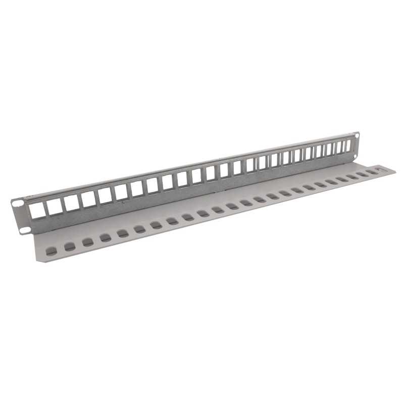Patch panel vuoto per rack 19" 1 unità con asole per fissaggio cavi Fanton 28343