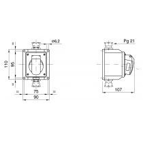 Presa CEE Fissa a Parete Viola 2P 16A 24V Cablaggio a Vite Gewiss 62456