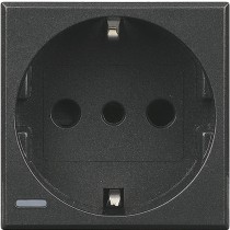 Presa Schuko/Italiana 10A 2 Posti Serie Civili Bticino Axolute Scura HS4140