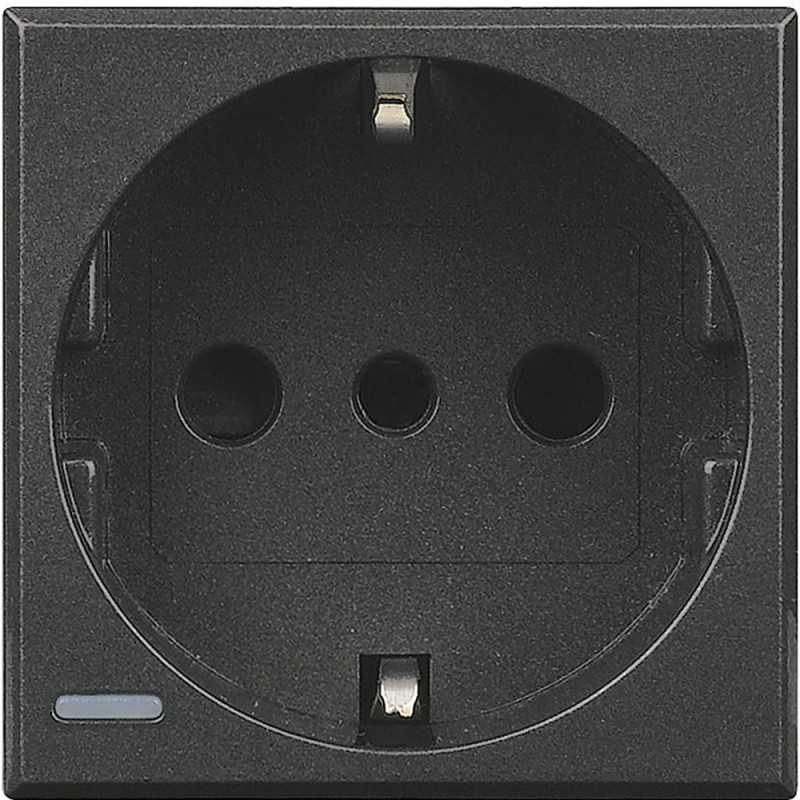 Presa Schuko/Italiana 10A 2 Posti Serie Civili Bticino Axolute Scura HS4140