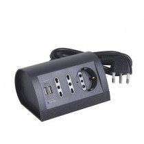 Multipresa da scrivania 2 prese Usb, 2 bipasso 1016A e 1 tedesca P30 Grigia BTicino S3711GU