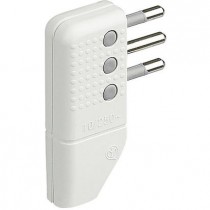 Spina corner Bticino a squadra 2P+T 10A salvaspazio spinotti orientabili bianca S2467TAE