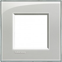 Placca quadra 2 moduli grigio ghiaccio Bticino Livinglight LNA4802KG