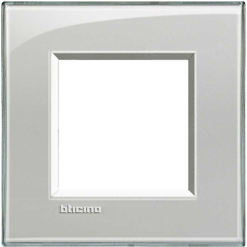 Placca quadra 2 moduli grigio ghiaccio Bticino Livinglight LNA4802KG