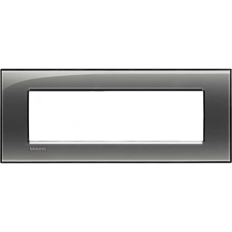 Placca 7 posti quadra fumo di Londra LivingLight Bticino LNA4807KF