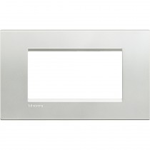 Placca 4 posti quadra argento LivingLight Bticino LNA4804AG