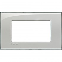Placca 4 posti quadra grigio ghiaccio LivingLight Bticino LNA4804KG