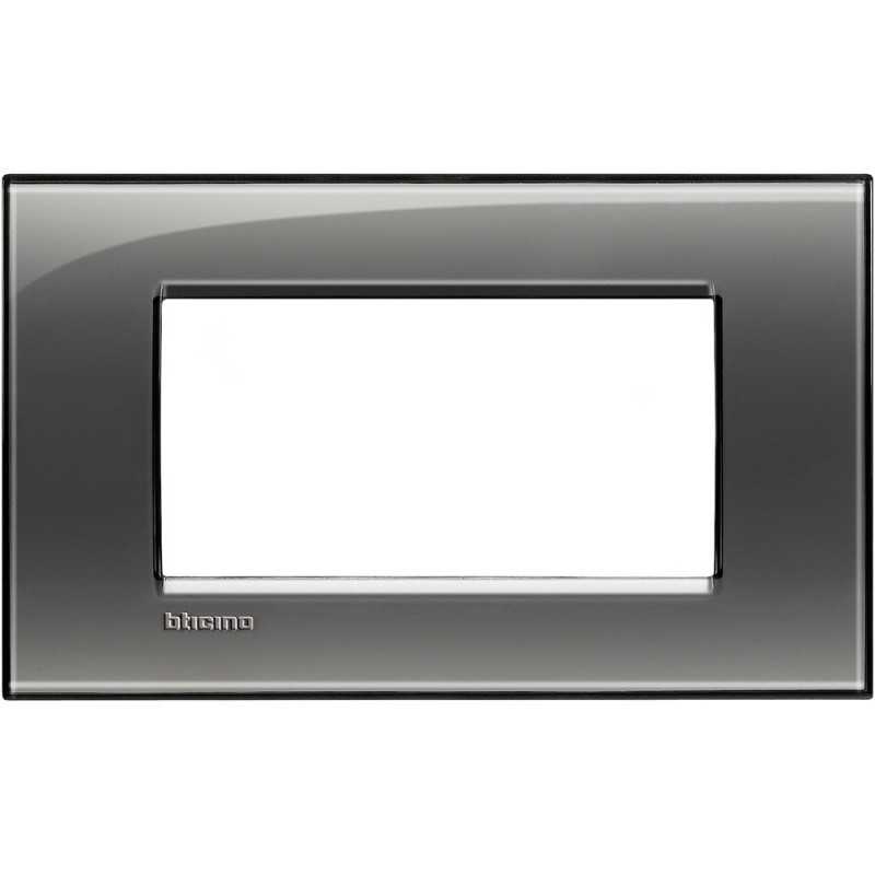 Placca 4 posti quadra fumo di londra LivingLight Bticino LNA4804KF