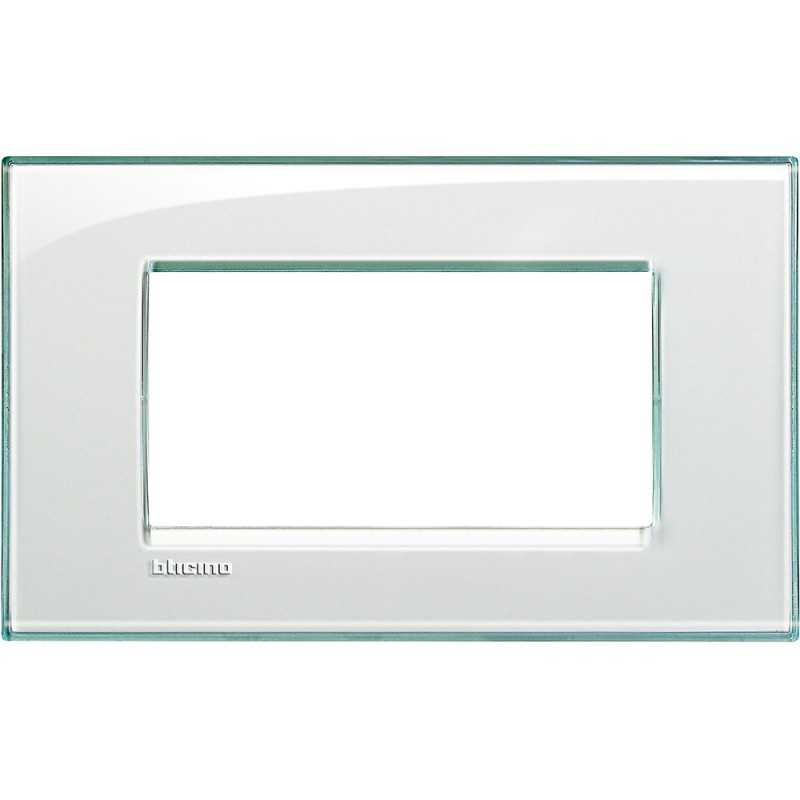 Placca 4 posti quadra acquamarina LivingLight Bticino LNA4804KA