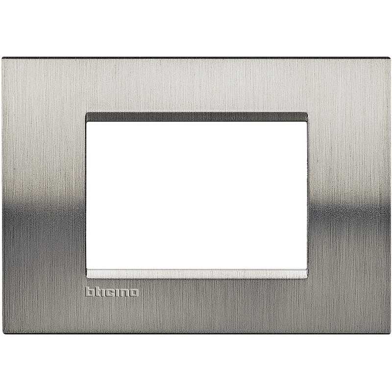 Placca 3 posti quadra acciaio spazzolato LivingLight Bticino LNA4803ACS