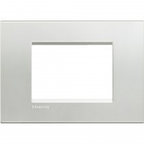 Placca 3 posti quadra argento LivingLight Bticino LNA4803AG