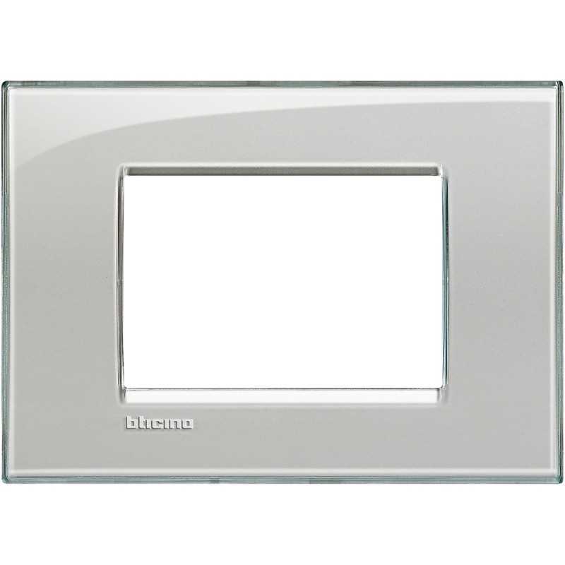 Placca 3 posti quadra grigio ghiaccio LivingLight Bticino LNA4803KG
