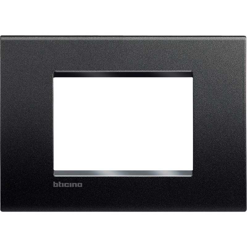 Placca 3 posti quadra antracite LivingLight Bticino LNA4803AR
