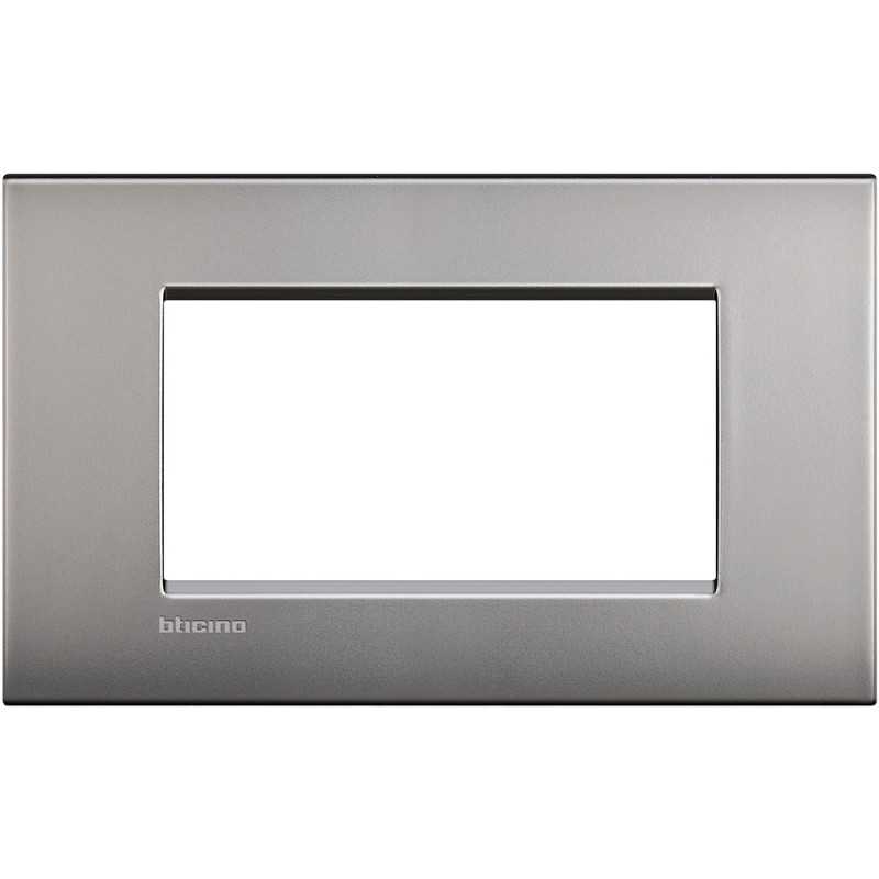 Placca 4 posti quadra nichel satinato LivingLight Air Bticino LNC4804NK