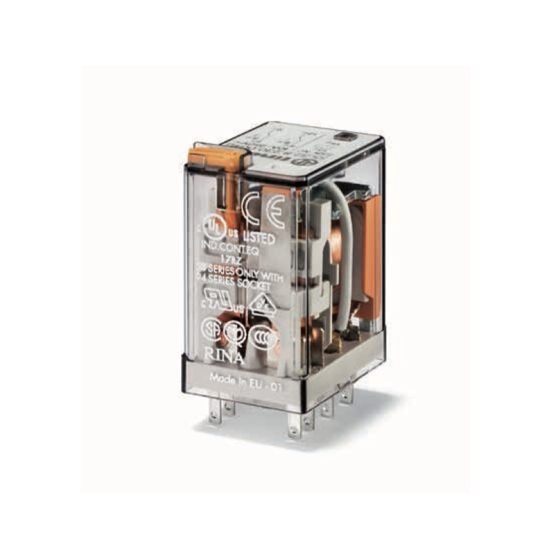 Relè industriale terminali Faston bobina 110V AC 2 contatti 10A Finder 553281100054