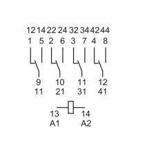 Relè industriale terminali Faston bobina 12V DC 4 contatti 7A Finder 553490120094