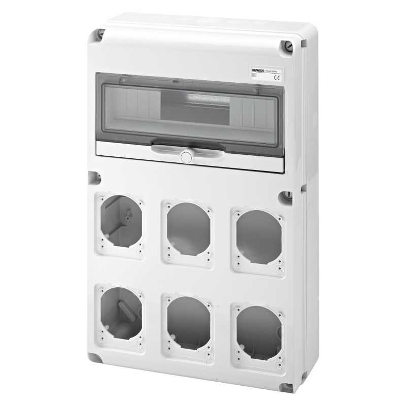 Quadro Din 14 Moduli e 6 Flange 16/32A IP44/67 GW68008N