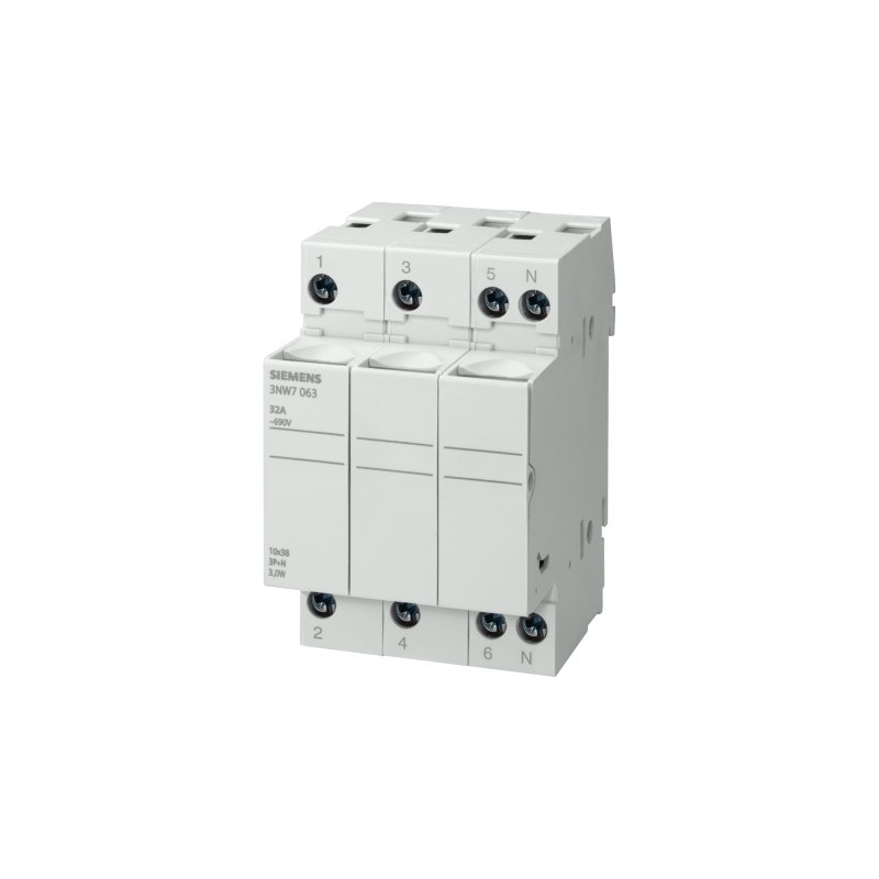 Sezionatore Portafusibile da 10,3X38mm 32A 3P+N Siemens 3NW7063