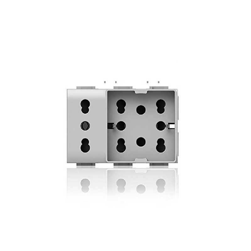 Presa Bipasso e Schuko Side Bianca più Bipasso per Bticino Matix XL 4Box 4B.AM.H21.XL