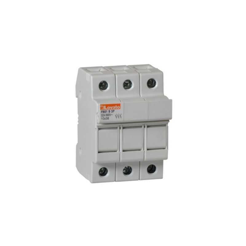 Portafusibile 3 Poli per fusibili di misura 10x38 fino a 32A Lovato FB01B3P