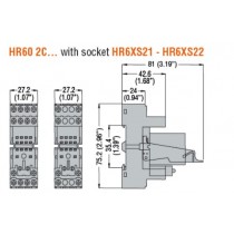 Rele' 2 Scambi con azionatore meccanico e led 7A bobina 230V AC Lovato HR602CA230 dimensioni