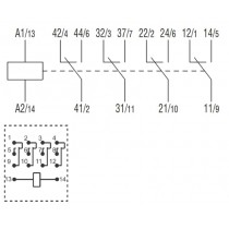 Rele' 4 Scambi con azionatore meccanico e led 5A bobina 110V AC Lovato HR604CA110 schema elettrico