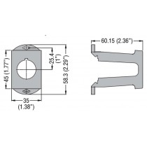Adattatore con foro 22 per montaggio comandi e segnalatori su guida din Lovao LPXDIN misure